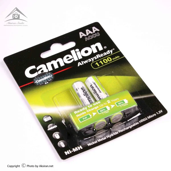 باتری نیم قلمی قابل شارژ کملیون مدل Camelion AlwaysReady 1100mAh AAA بسته ۲ عددی