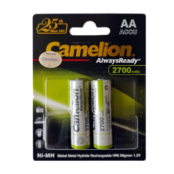 باتری قلمی قابل شارژ کملیون مدل Camelion AlwaysReady 2700mAh AA بسته ۲ عددی